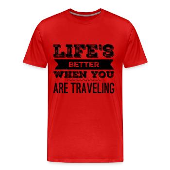 Travel the World - Männer Premium Bio T-Shirt - Rot - Vorne - Damien (186cm)