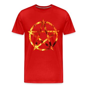 pentagramm aus flammen - Männer Premium Bio T-Shirt - Rot - Vorne - Damien (186cm)