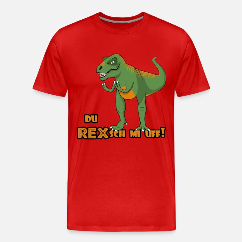 T-Rex "Regsch mi uf" Schweizerdeutsch - Männer Premium Bio T-Shirt - Rot