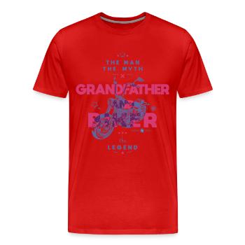 Großvater und Biker der Mann der Mythos die Legende - Männer Premium Bio T-Shirt - Rot - Vorne - Damien (186cm)