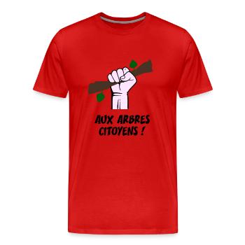 AUX ARBRES CITOYENS ! (écologie) - T-shirt bio Premium Homme - rouge - Devant - Damien (186cm)