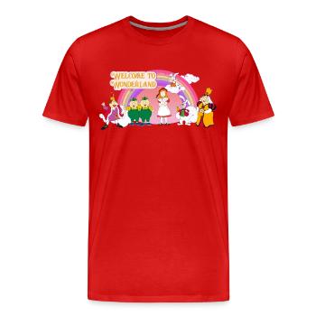 Alice In Wonderland Journey Through Fantasy World - Men's Premium Organic T-Shirt - red - Front - Damien (186cm)
