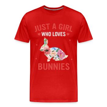 Lapin lapin animal de compagnie lapin - T-shirt bio Premium Homme - rouge - Devant - Damien (186cm)