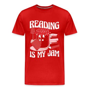 Livres Lire Bibliothèque Bibliothèque Bibliothèque Rat de bibliothèque - T-shirt bio Premium Homme - rouge - Devant - Damien (186cm)