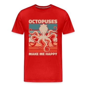 Poulpe Poulpe Seiche Animal - T-shirt bio Premium Homme - rouge - Devant - Damien (186cm)