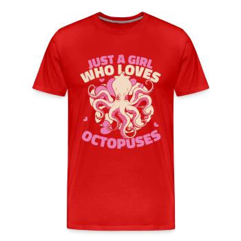 Poulpe Poulpe Seiche Animal - T-shirt bio Premium Homme - rouge - Devant - Damien (186cm)