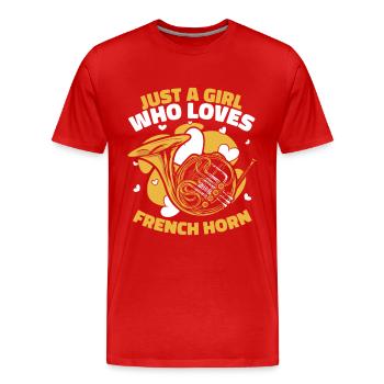 Français Instrument à cor - T-shirt bio Premium Homme - rouge - Devant - Damien (186cm)