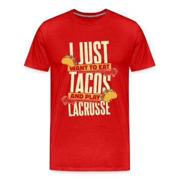 Lacrosse Sport Lacrosse Spieler - Männer Premium Bio T-Shirt - Rot - Vorne - Damien (186cm)