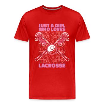 Lacrosse Sport Lacrosse Spieler - Männer Premium Bio T-Shirt - Rot - Vorne - Damien (186cm)