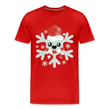 Flocon de neige Flocons de neige Neige de Noël - T-shirt bio Premium Homme - rouge - Devant - Damien (186cm)