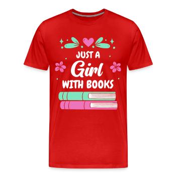 Livres Lire Bibliothèque Bibliothèque Bibliothèque Rat de bibliothèque - T-shirt bio Premium Homme - rouge - Devant - Damien (186cm)