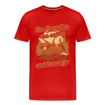 Pangolin Tier Pangoline vom Aussterben bedrohte Ar - Männer Premium Bio T-Shirt - Rot - Vorne - Damien (186cm)