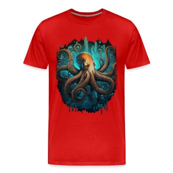 Poulpe Poulpe Seiche Animal - T-shirt bio Premium Homme - rouge - Devant - Damien (186cm)