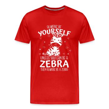 Zebra Tier Zebras Zoo - Männer Premium Bio T-Shirt - Rot - Vorne - Damien (186cm)