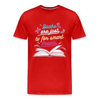Livres Lire Bibliothèque Bibliothèque Bibliothèque Rat de bibliothèque - T-shirt bio Premium Homme - rouge - Devant - Damien (186cm)