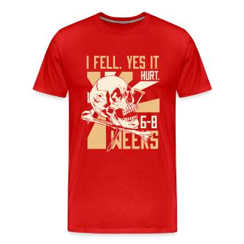 Get well soon broken foot bone fracture - Men's Premium Organic T-Shirt - red - Front - Damien (186cm)