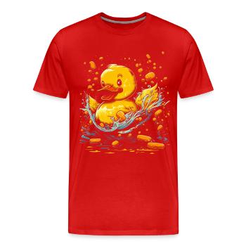Canards en caoutchouc salle de bain Canard jaune - T-shirt bio Premium Homme - rouge - Devant - Damien (186cm)