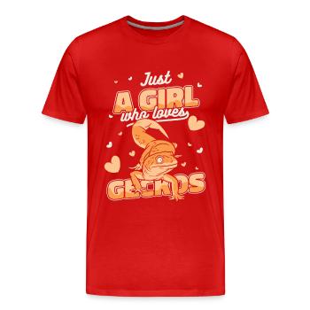 Lézard de Gecko Gecko - T-shirt bio Premium Homme - rouge - Devant - Damien (186cm)