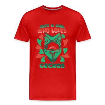 Lézard de Gecko Gecko - T-shirt bio Premium Homme - rouge - Devant - Damien (186cm)