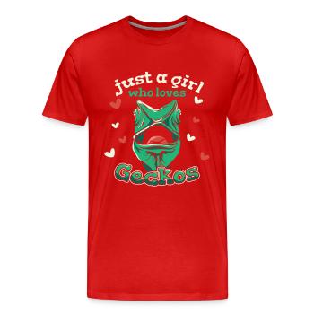 Lézard de Gecko Gecko - T-shirt bio Premium Homme - rouge - Devant - Damien (186cm)