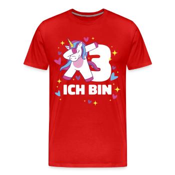 Geburtstagsgeschenk 3 Jahre Geburtstagskind - Männer Premium Bio T-Shirt - Rot - Vorne - Damien (186cm)