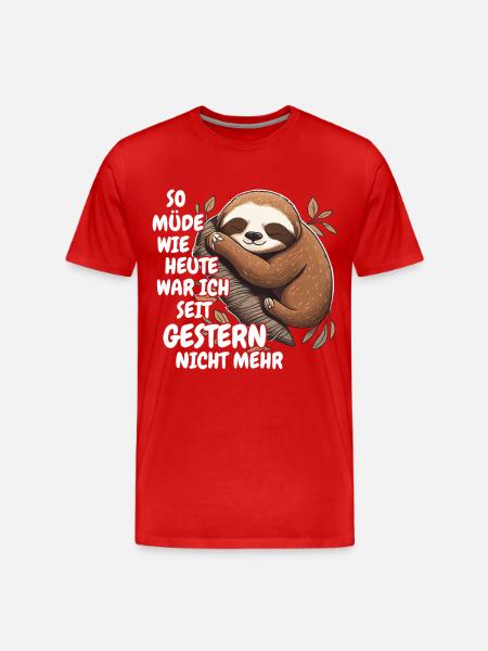 Faultier Faultiere Tier Schlafen Faul - Männer Premium Bio T-Shirt - Rot
