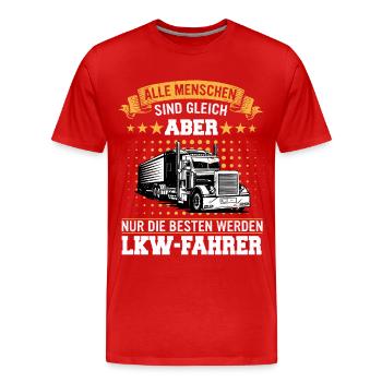 LKW Fahrer Fernfahrer Lastkraftwagenfahrer - Männer Premium Bio T-Shirt - Rot - Vorne - Damien (186cm)