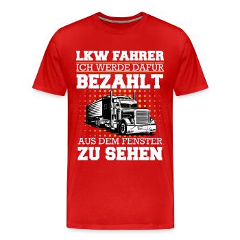 LKW Fahrer Fernfahrer Lastkraftwagenfahrer - Männer Premium Bio T-Shirt - Rot - Vorne - Damien (186cm)