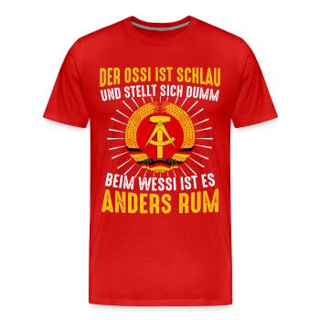 Ostdeutschland Osten Ossi DDR Heimat Ostblock - Männer Premium Bio T-Shirt - Rot - Vorne - Damien (186cm)