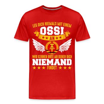Ostdeutschland Osten Ossi DDR Heimat Ostblock - Männer Premium Bio T-Shirt - Rot - Vorne - Damien (186cm)