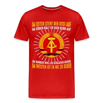 Ostdeutschland Osten Ossi DDR Heimat Ostblock - Männer Premium Bio T-Shirt - Rot - Vorne - Damien (186cm)