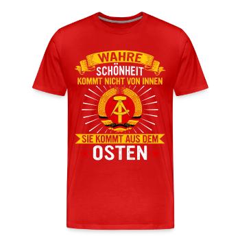 Ostdeutschland Osten Ossi DDR Heimat Ostblock - Männer Premium Bio T-Shirt - Rot - Vorne - Damien (186cm)