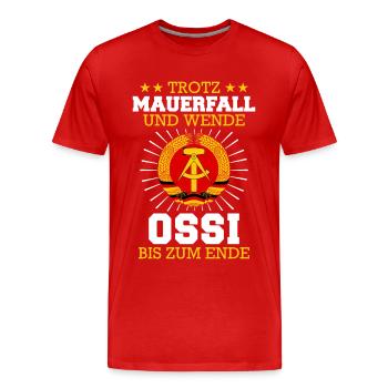 Ostdeutschland Osten Ossi DDR Heimat Ostblock - Männer Premium Bio T-Shirt - Rot - Vorne - Damien (186cm)