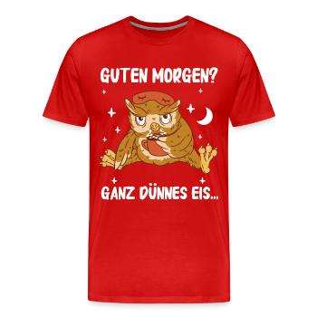 Nachteule Eule Eulen Vogel - Männer Premium Bio T-Shirt - Rot - Vorne - Damien (186cm)