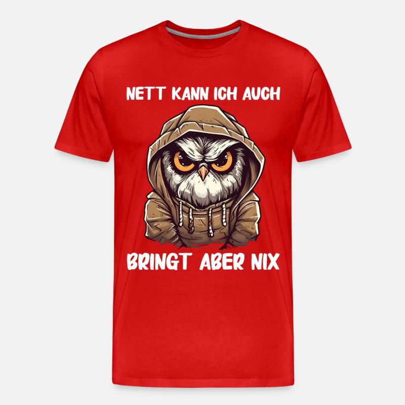 Nachteule Eule Eulen Vogel - Männer Premium Bio T-Shirt - Rot