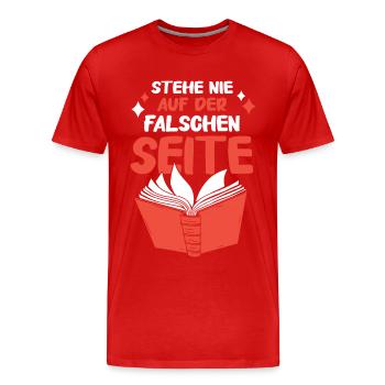 Buch Lesen Bücher Buch Nerd Bücherwurm - Männer Premium Bio T-Shirt - Rot - Vorne - Damien (186cm)