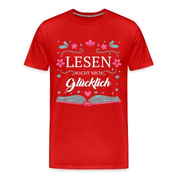 Buch Lesen Bücher Buch Nerd Bücherwurm - Männer Premium Bio T-Shirt - Rot - Vorne - Damien (186cm)
