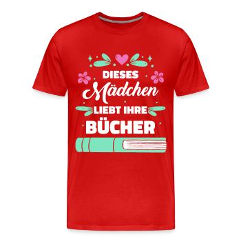 Buch Lesen Bücher Buch Nerd Bücherwurm - Männer Premium Bio T-Shirt - Rot - Vorne - Damien (186cm)