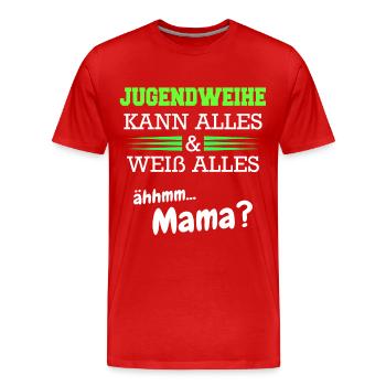 Jugendweihe Mädchen Junge Erwachsen - Männer Premium Bio T-Shirt - Rot - Vorne - Damien (186cm)