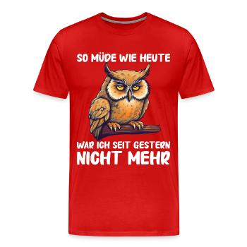 Nachteule Eule Eulen Vogel - Männer Premium Bio T-Shirt - Rot - Vorne - Damien (186cm)