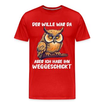 Nachteule Eule Eulen Vogel - Männer Premium Bio T-Shirt - Rot - Vorne - Damien (186cm)