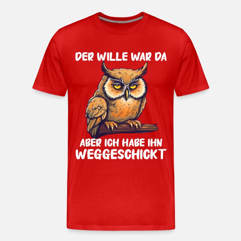 Nachteule Eule Eulen Vogel - Männer Premium Bio T-Shirt - Rot