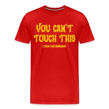 Funny Quote - Men's Premium Organic T-Shirt - red - Front - Damien (186cm)