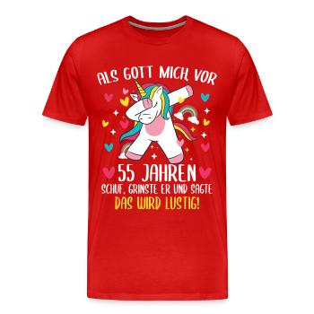Geschenk 55 Jahre Geburtstagskind - Männer Premium Bio T-Shirt - Rot - Vorne - Damien (186cm)