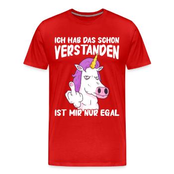 Einhorn Einhörner Fabelwesen Mystisch - Männer Premium Bio T-Shirt - Rot - Vorne - Damien (186cm)