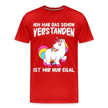 Einhorn Einhörner Fabelwesen Mystisch - Männer Premium Bio T-Shirt - Rot - Vorne - Damien (186cm)