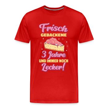 Geschenk 3 Jahre Geburtstagskind - Männer Premium Bio T-Shirt - Rot - Vorne - Damien (186cm)