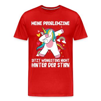 Einhorn Einhörner Fabelwesen Mystisch - Männer Premium Bio T-Shirt - Rot - Vorne - Damien (186cm)