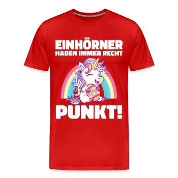 Einhorn Einhörner Fabelwesen Mystisch - Männer Premium Bio T-Shirt - Rot - Vorne - Damien (186cm)