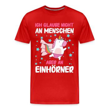 Einhorn Einhörner Fabelwesen Mystisch - Männer Premium Bio T-Shirt - Rot - Vorne - Damien (186cm)